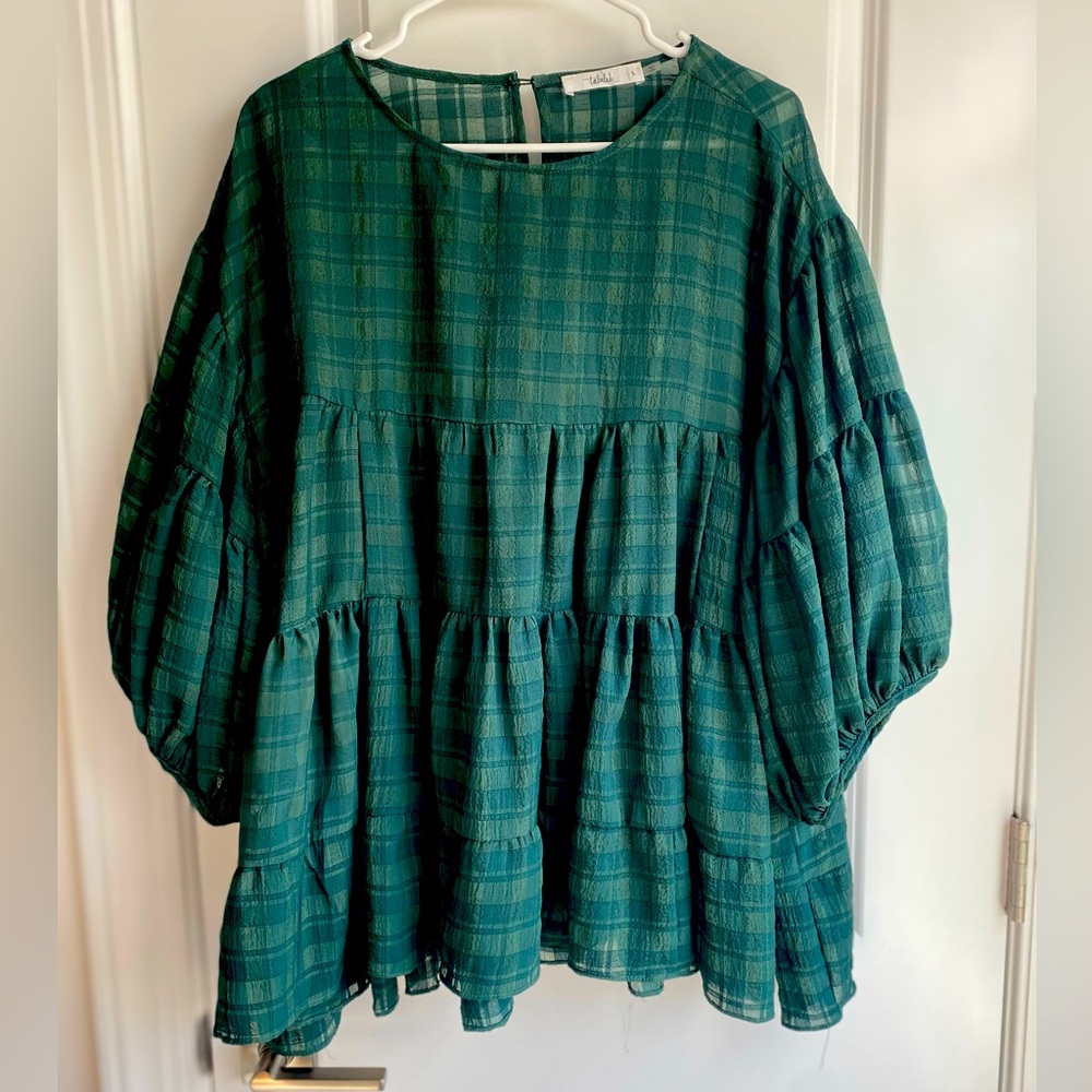 Talulah Green Plaid top